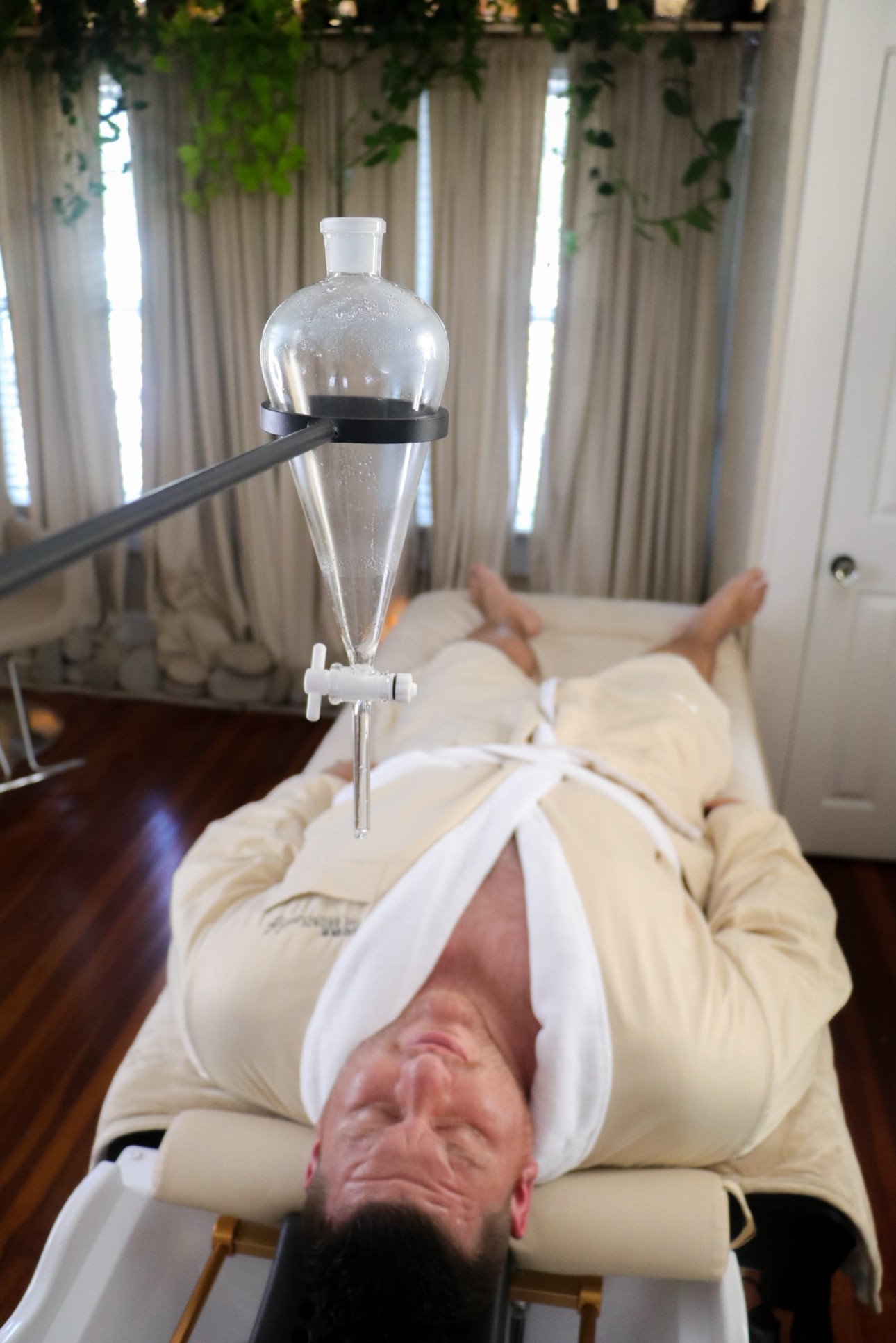 Cover, relaxed dad in head spa / gift-worthy men's self-care — The Bronze Lily, St. Petersburg, FL